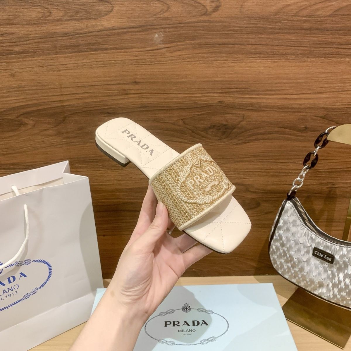 Letter Embroidery Flat Slippers