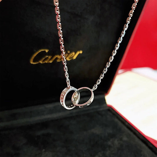 Diamond Double Ring Necklace