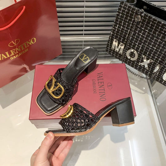 Hollow High Heel Slippers