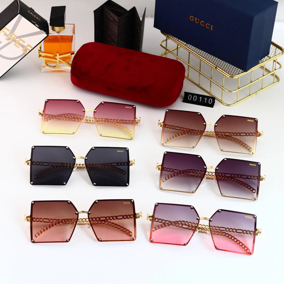 6-color square popular high-definition lens metal sunglasses 00110
