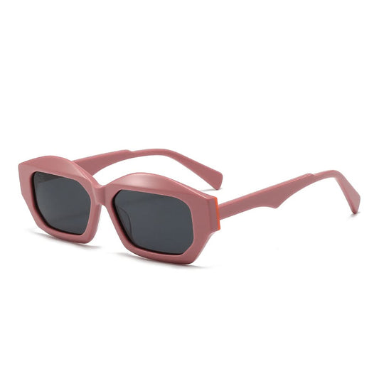 Vintage patchwork acetate polygonal cat-eye sunglasses