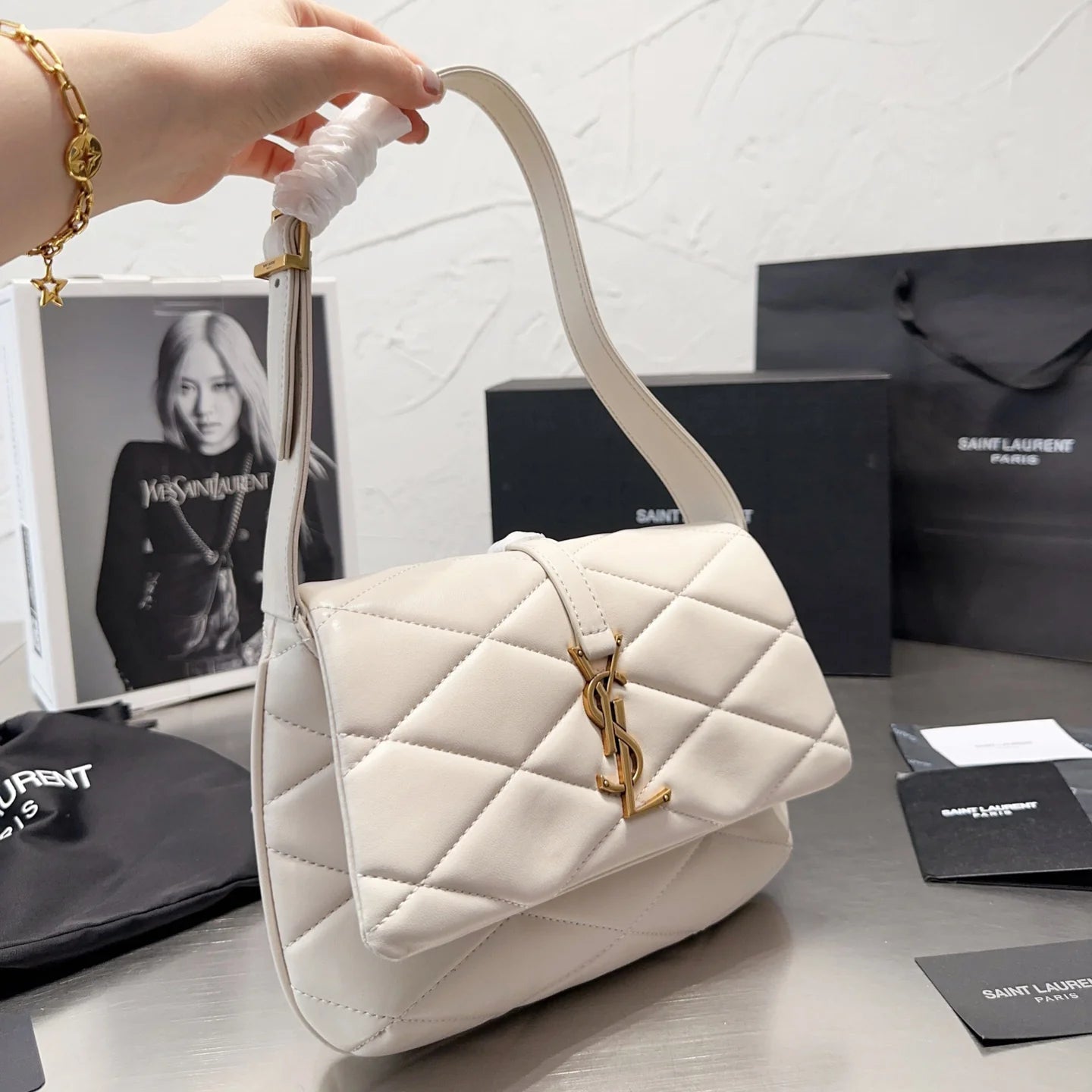 Quilted Leather Flap Sholder Bag