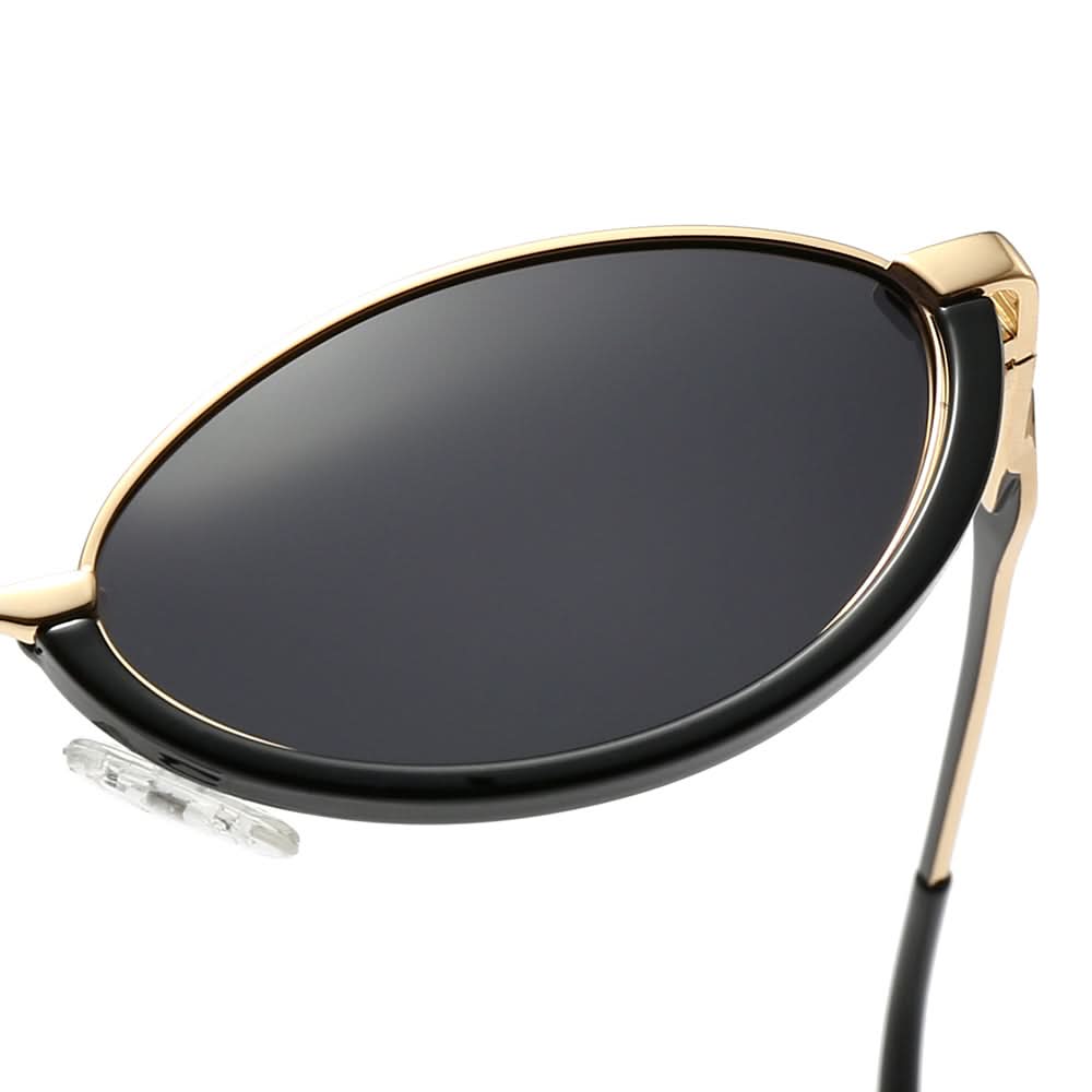 Dollger Semi-Rimless Oval Black Frame Sunglasses