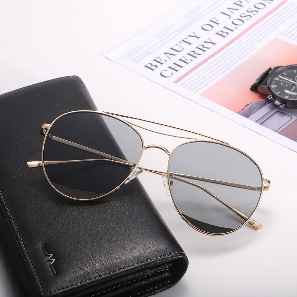 Dollger Polished Silver Aviator Sunglasses