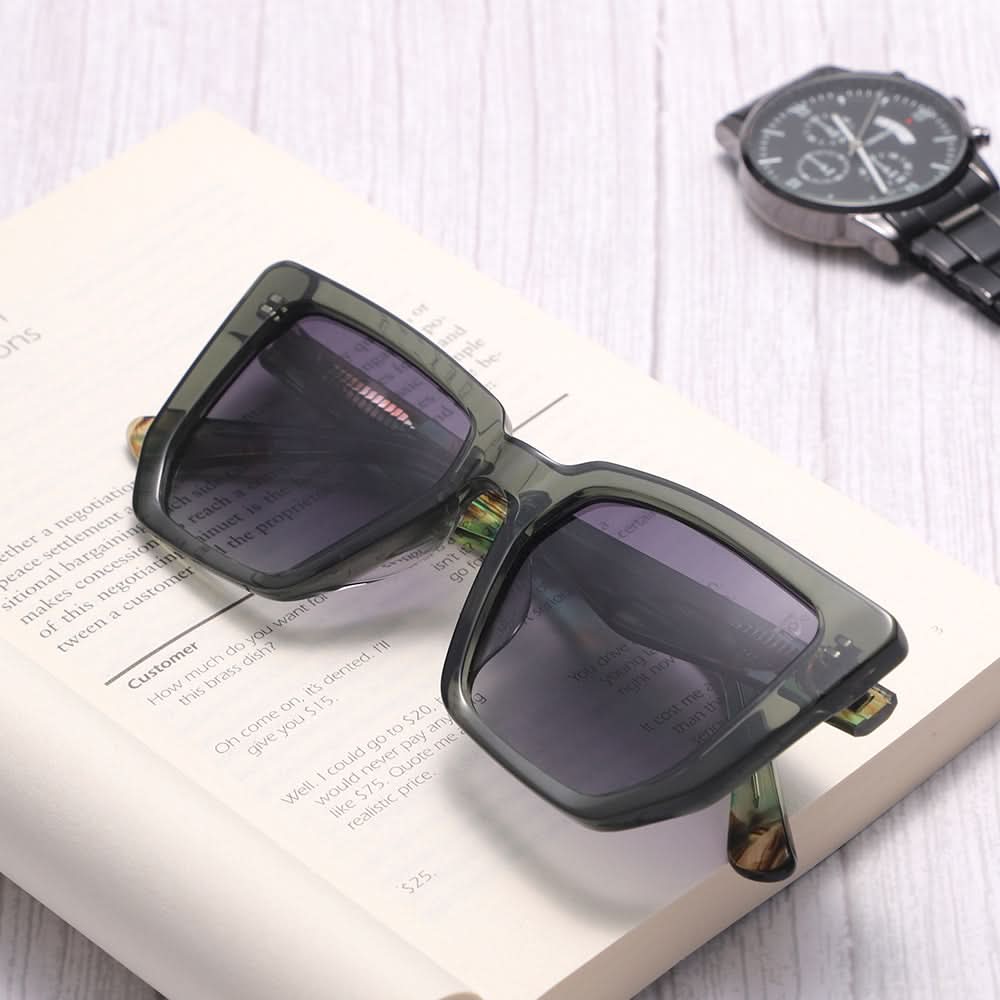 Dollger Black-Clear Hipster Acetate Square Tinted Sunglasses