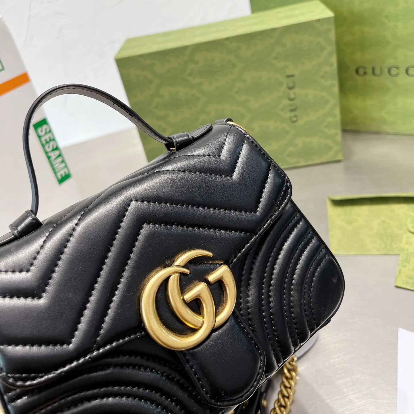 Monogram Flap Chain Mini Handle Bag