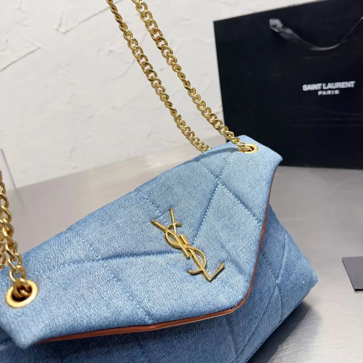 LouLou Puffer Washed Denim Bag