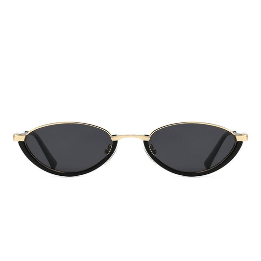 Dollger Semi-Rimless Oval Black Frame Sunglasses