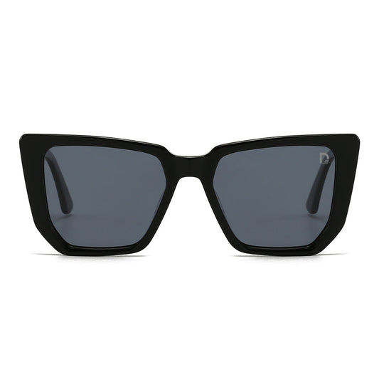 Dollger Black-Clear Hipster Acetate Square Tinted Sunglasses