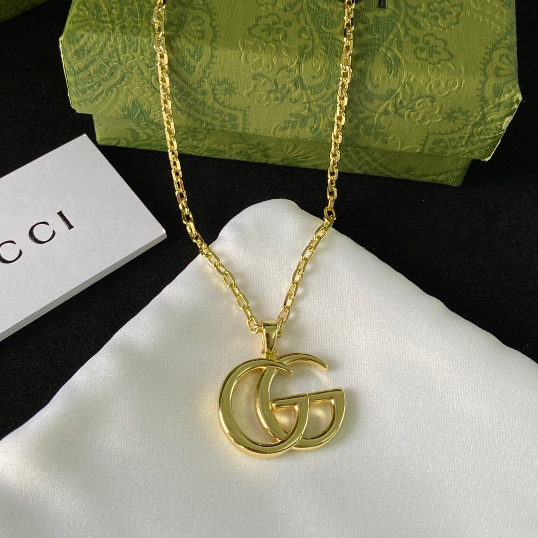 Gold Letter Pendant Tiger Head Necklace