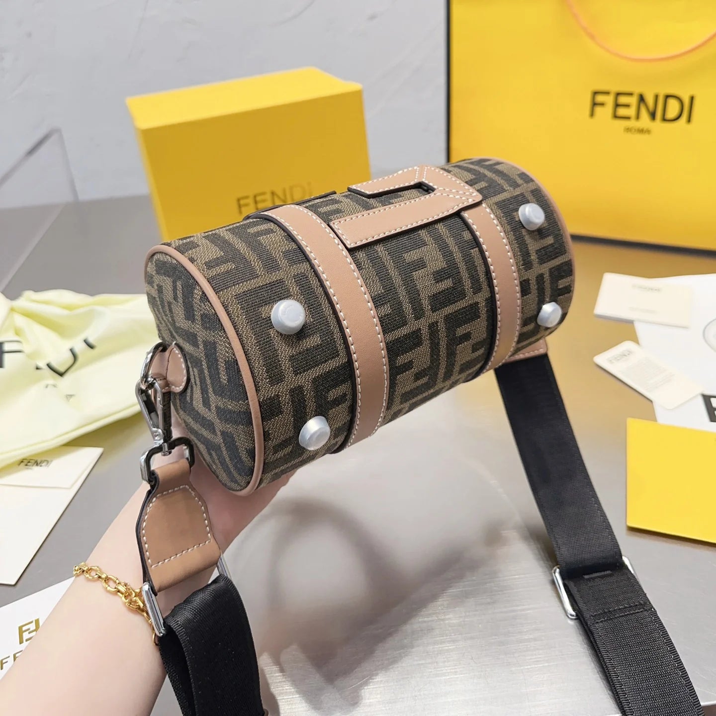 Vintage F Canvas Pillow Bag