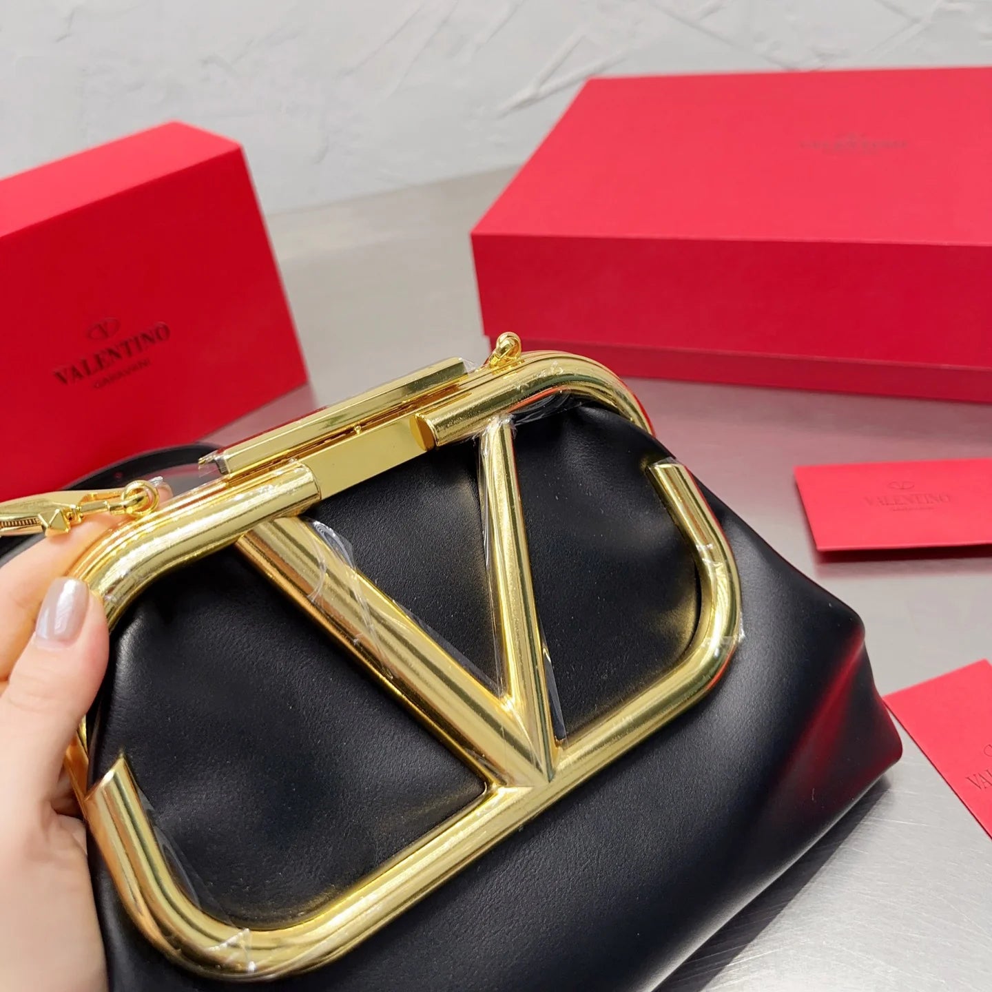 Shoulder Clutch Bag in Calfskin