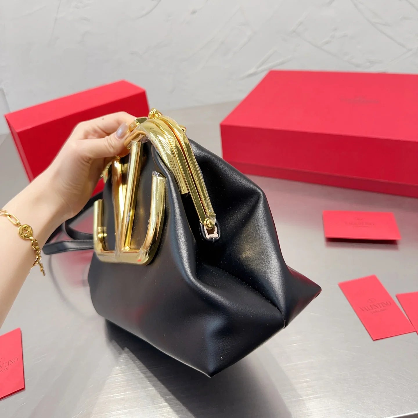 Shoulder Clutch Bag in Calfskin