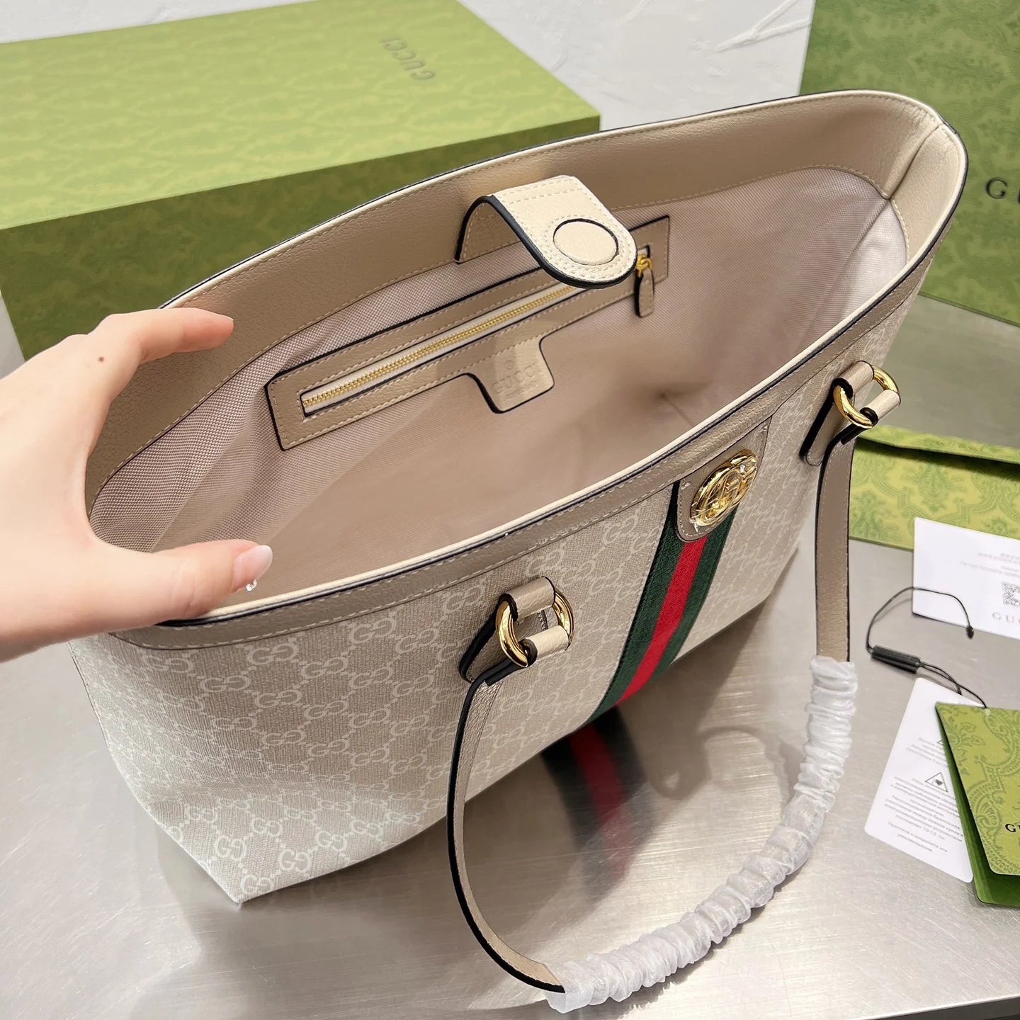 Monogram Beige Large Capacity Tote Bag