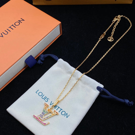 Colored Diamond Logo Pendant Necklace