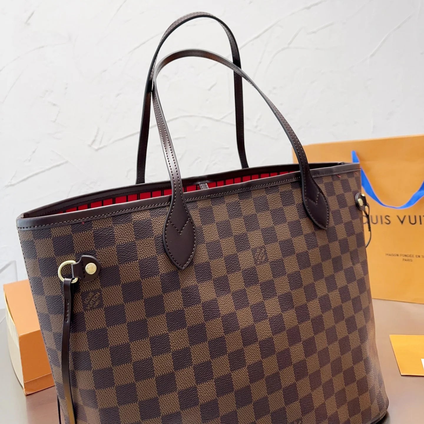 Brown Checkerboard Neverfull Medium Bag