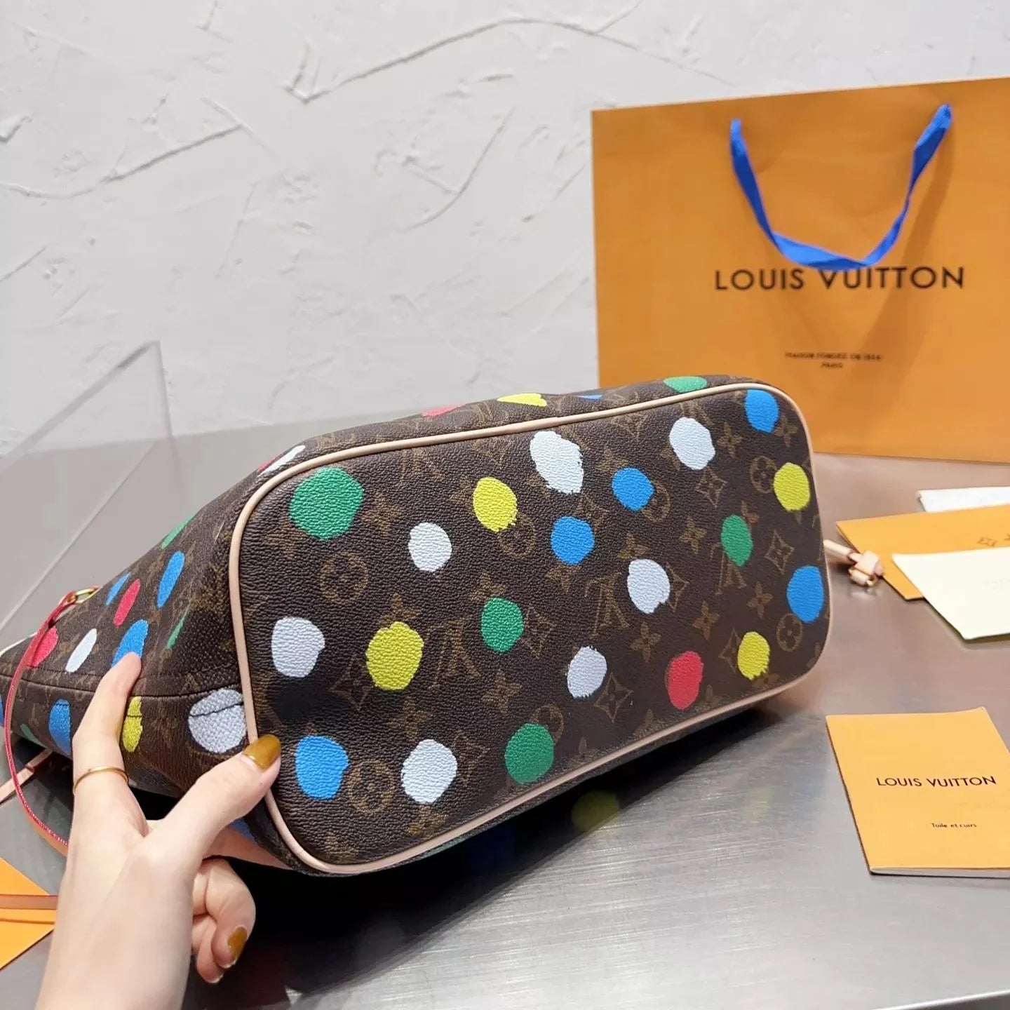 Neverfull Colorful Polka Dot Shopping Bag