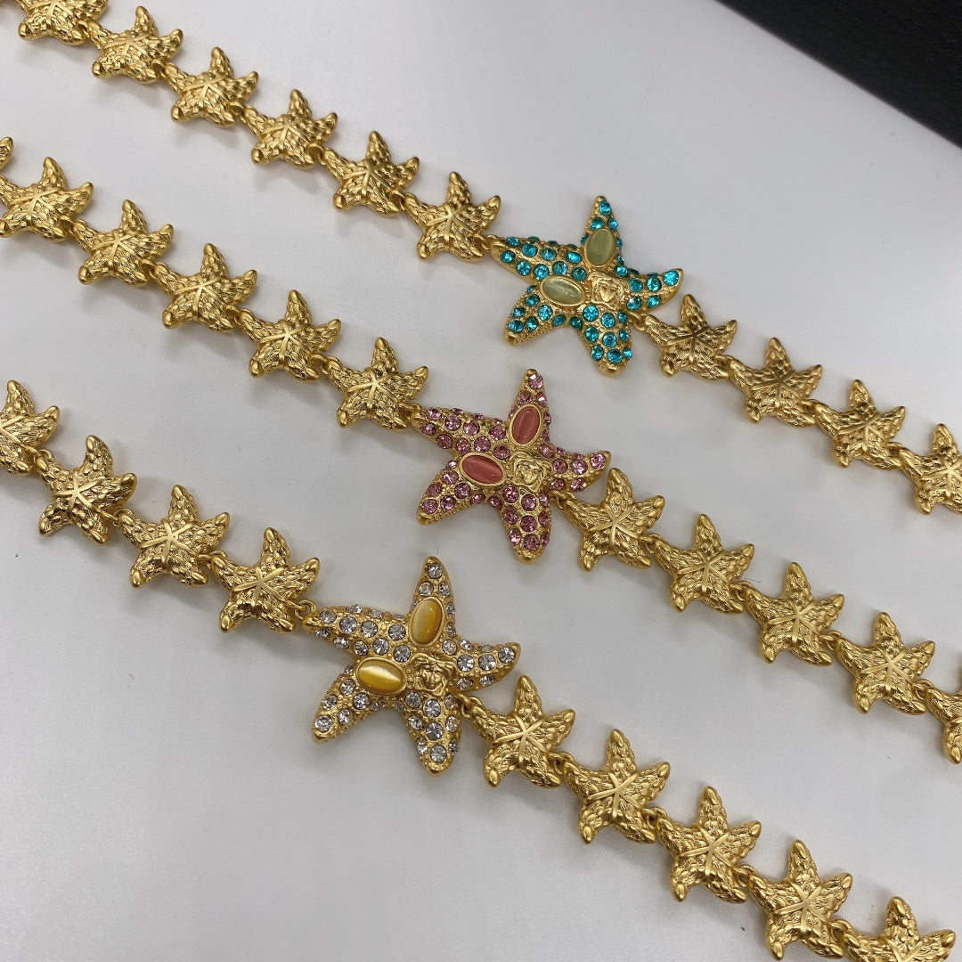 Diamond Starfish Pendant Necklace
