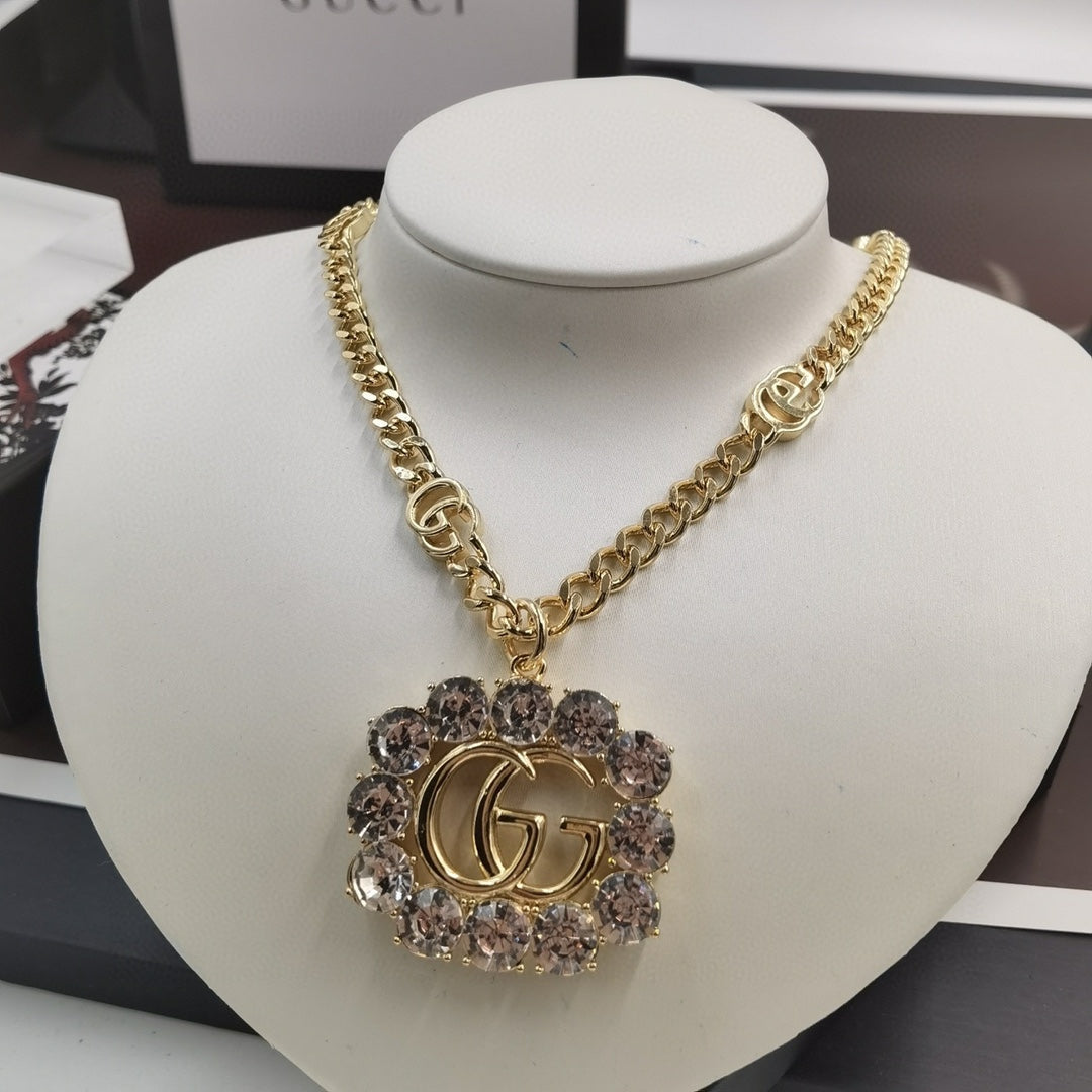 Double G Crystal Diamond Necklace
