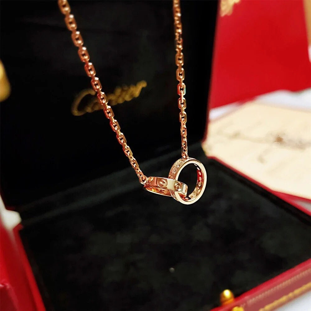 Diamond Double Ring Necklace
