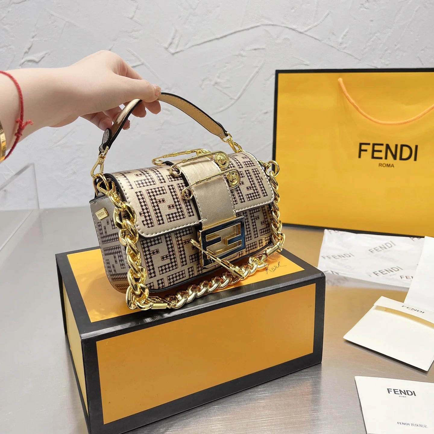 Baguette Gold Shoulder Bag