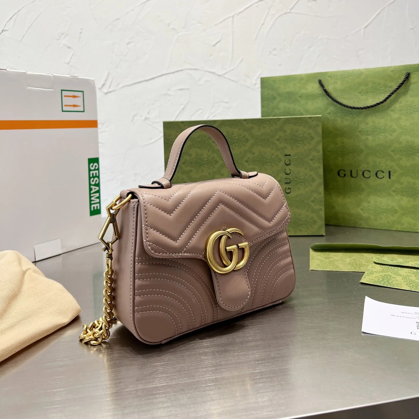 Monogram Flap Chain Mini Handle Bag