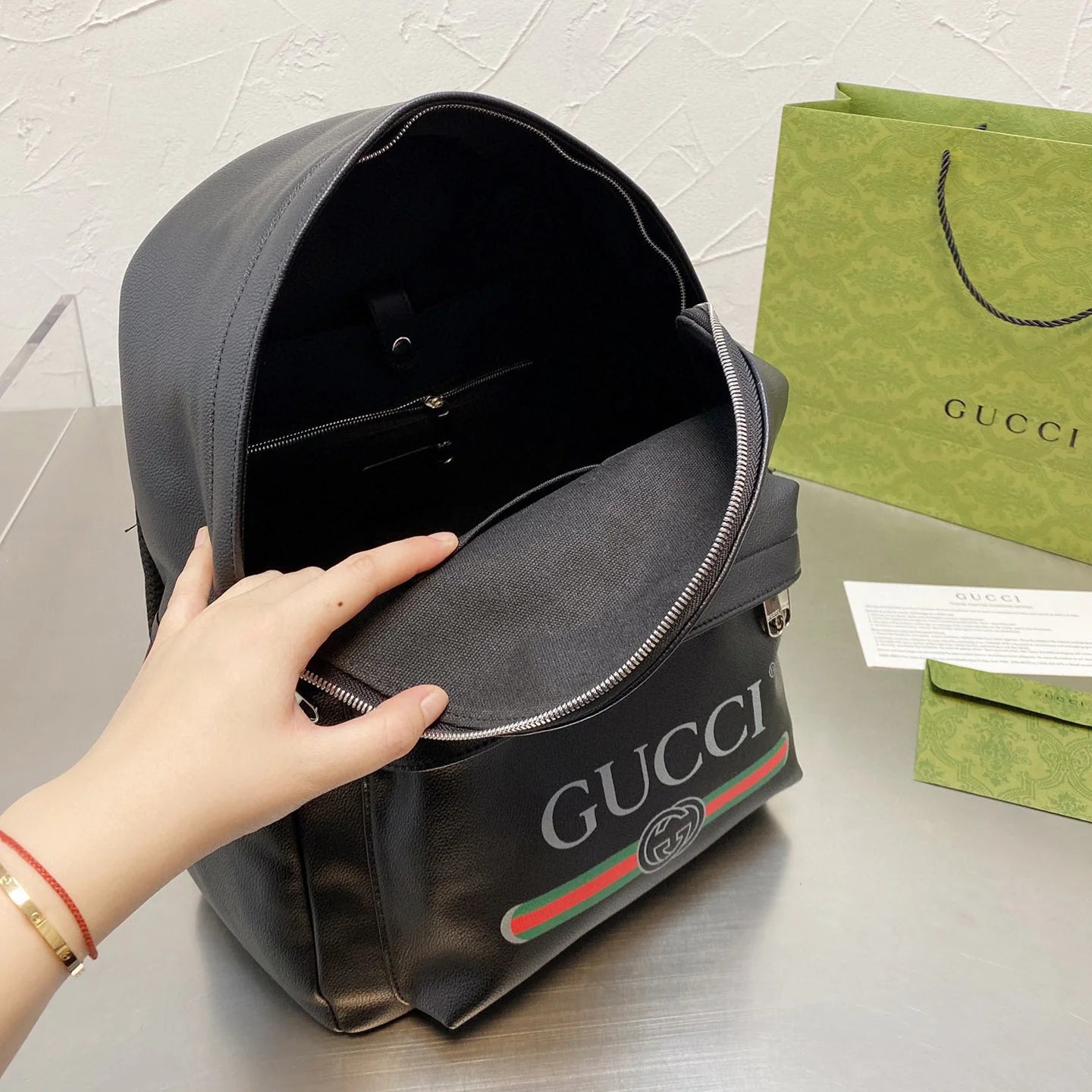 Leather Printed Backpack