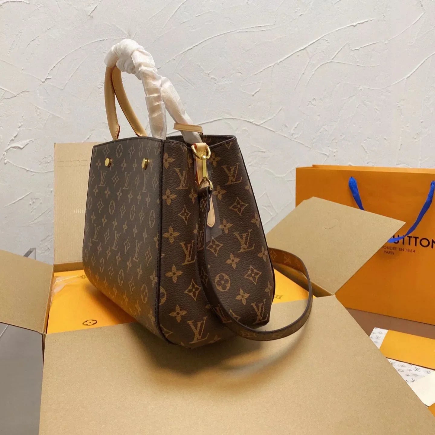 Classic Monogram Shoulder Leather Bag