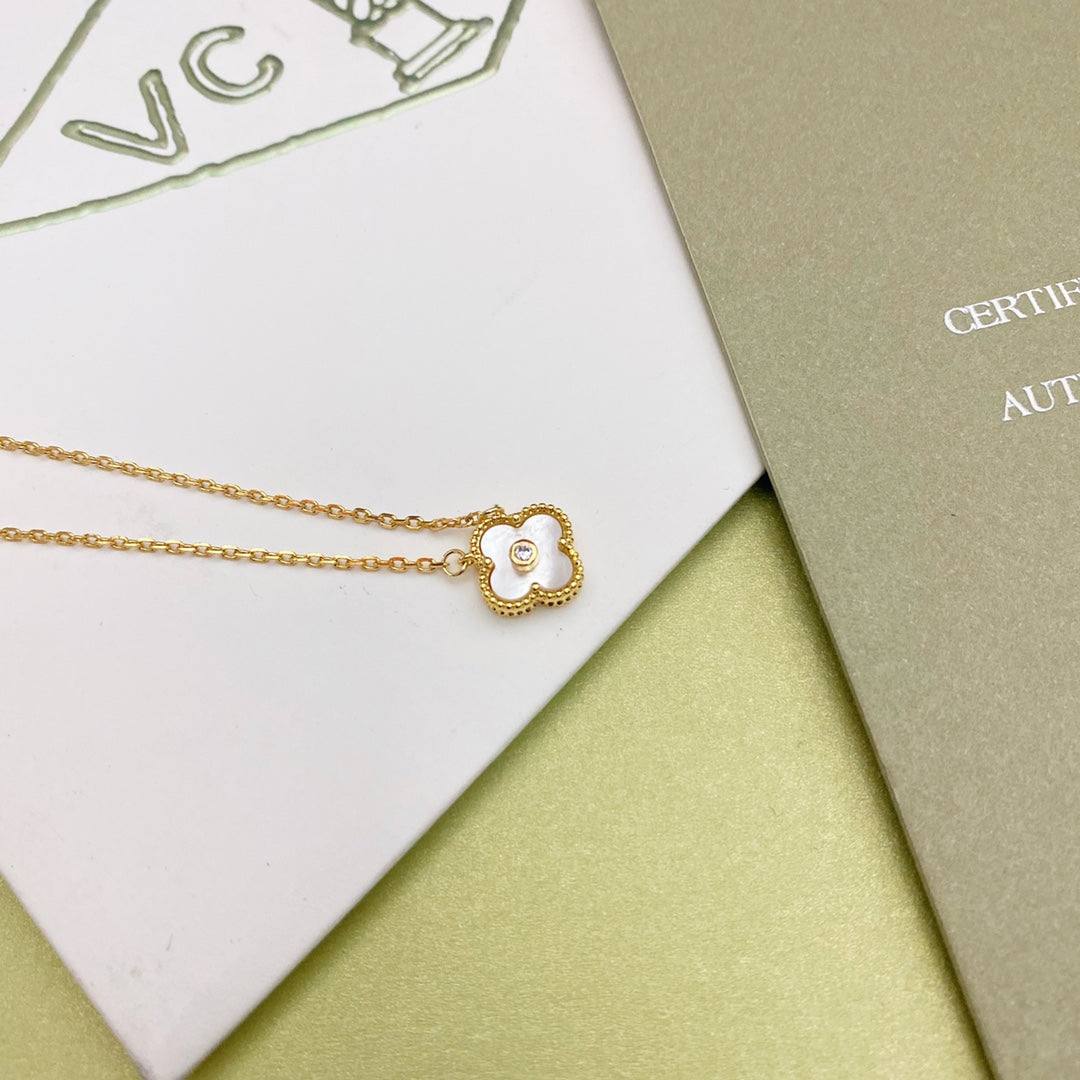 White Shell Diamond Necklace