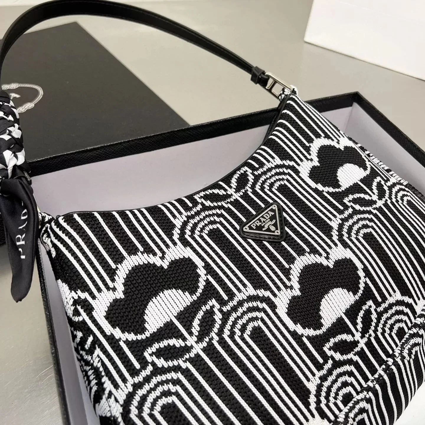 Cleo Series Jacquard Knit Shoulder Bag