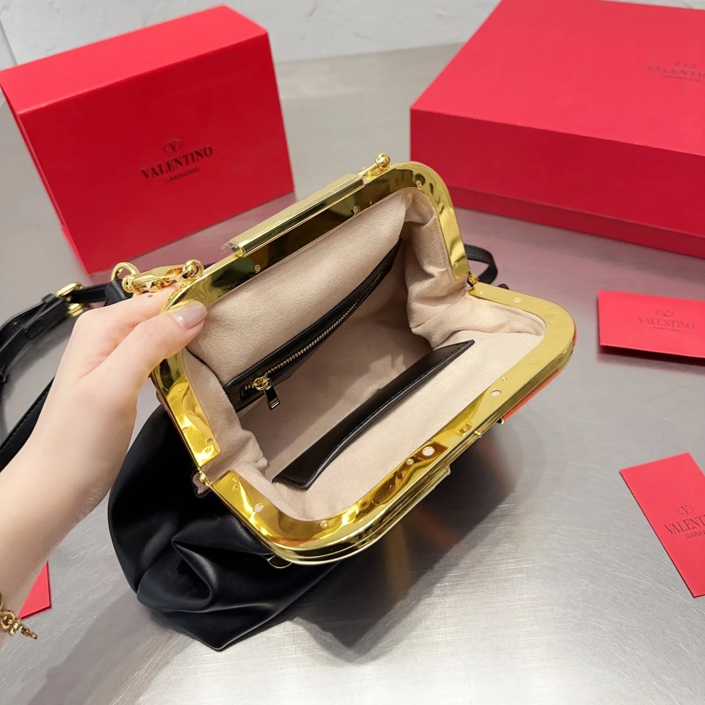 Shoulder Clutch Bag in Calfskin