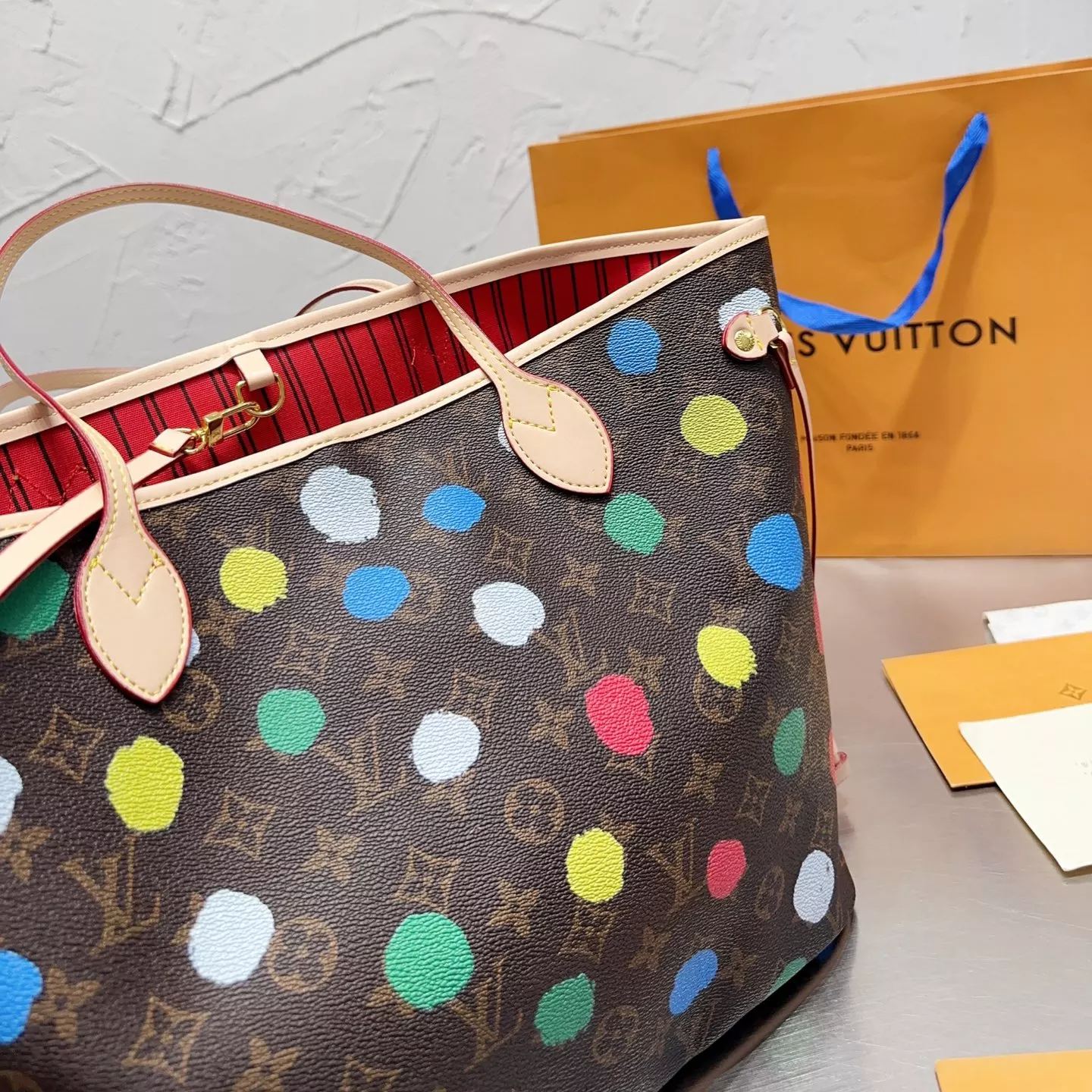 Neverfull Colorful Polka Dot Shopping Bag