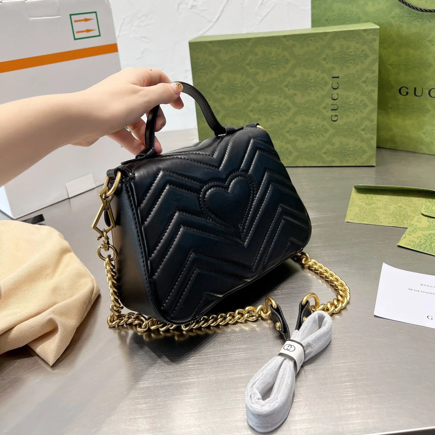 Monogram Flap Chain Mini Handle Bag