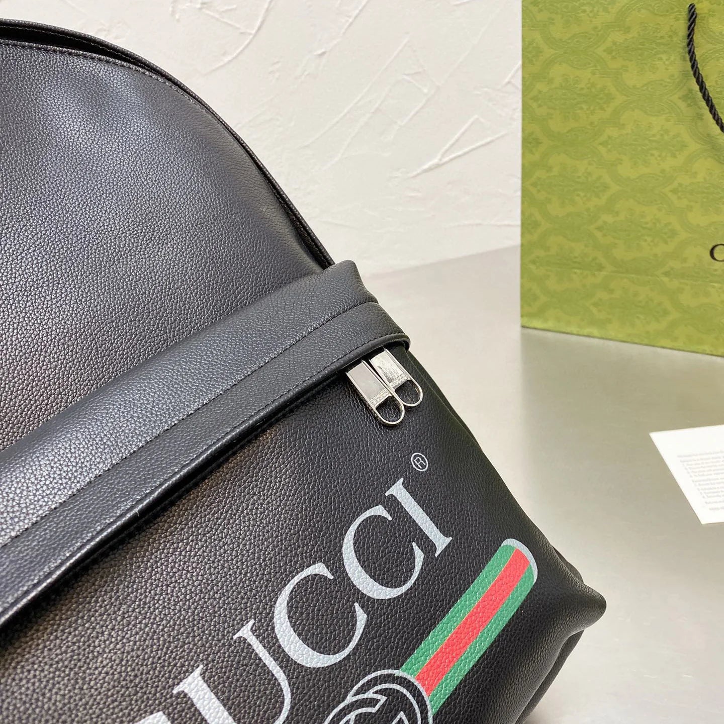 Leather Printed Backpack