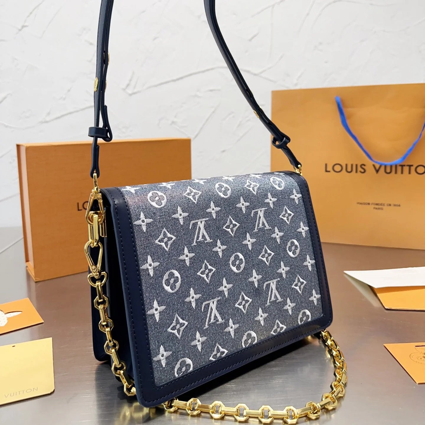 Jacquard Denim MM Handbag