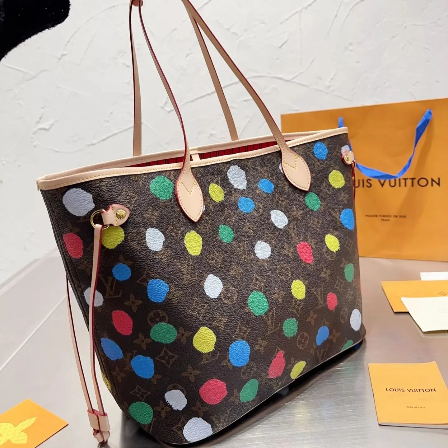 Neverfull Colorful Polka Dot Shopping Bag
