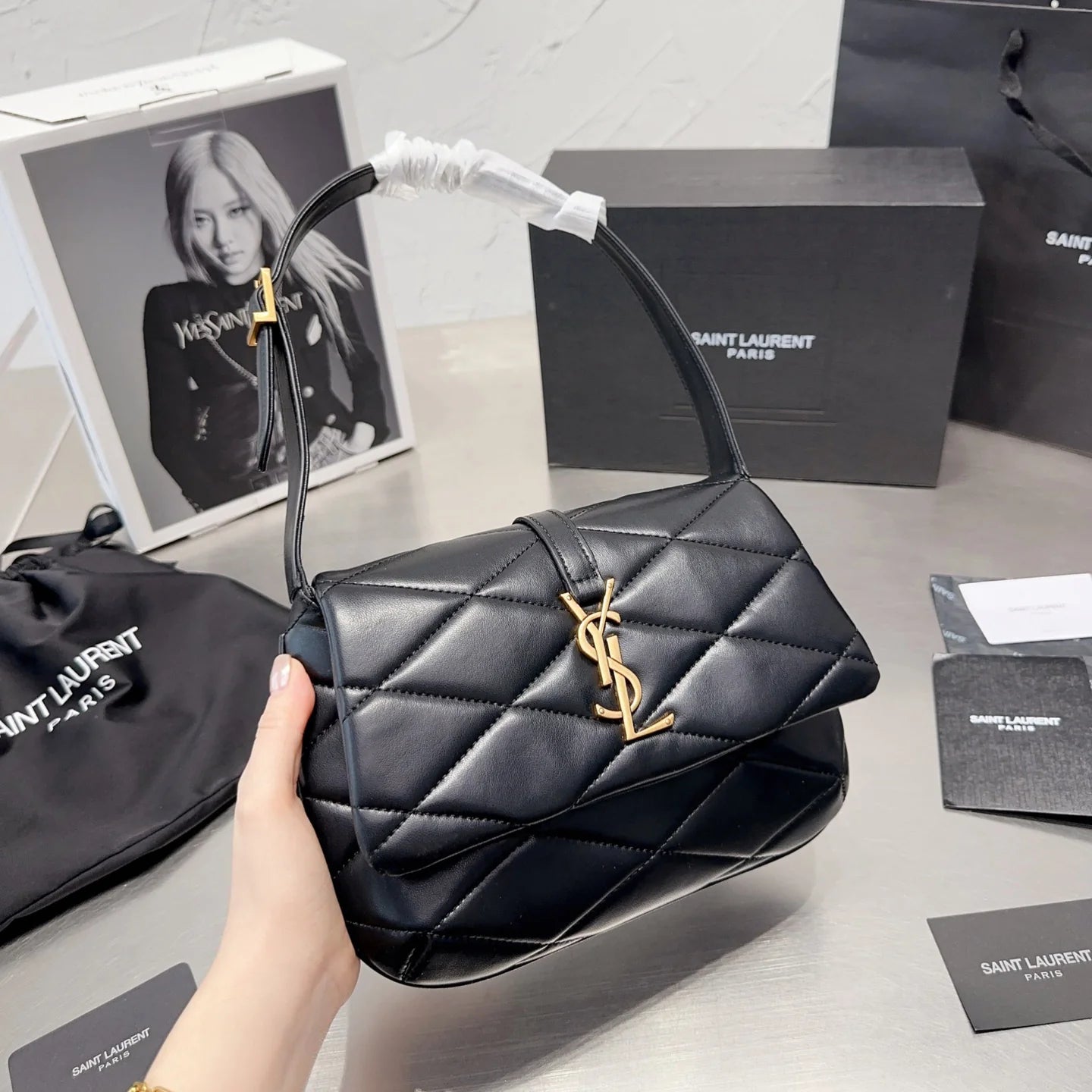 Quilted Leather Flap Sholder Bag