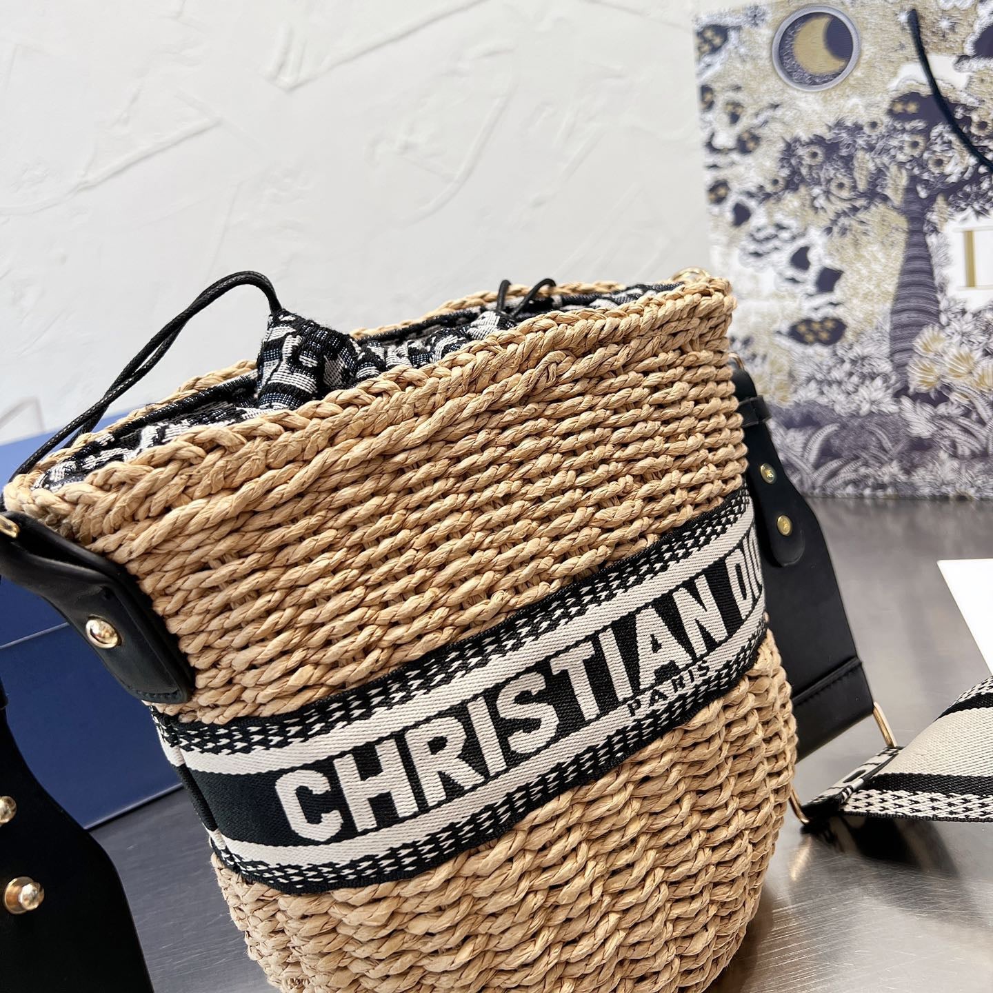 Webbing Straw Beach Bag