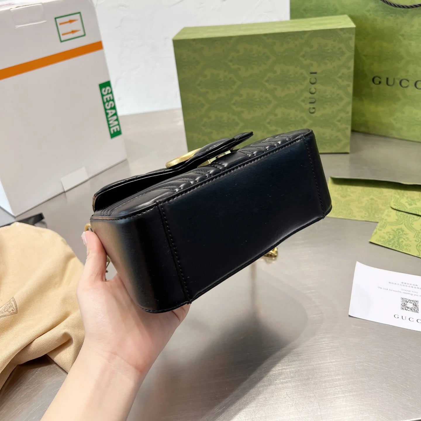 Monogram Flap Chain Mini Handle Bag