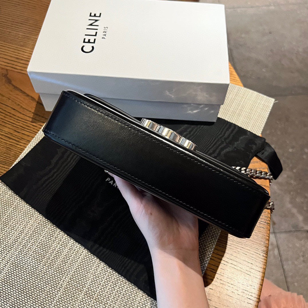 Small shiny cowhide ~ chain bag