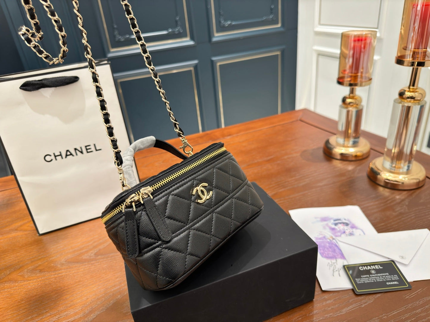 Handle box cosmetic bag