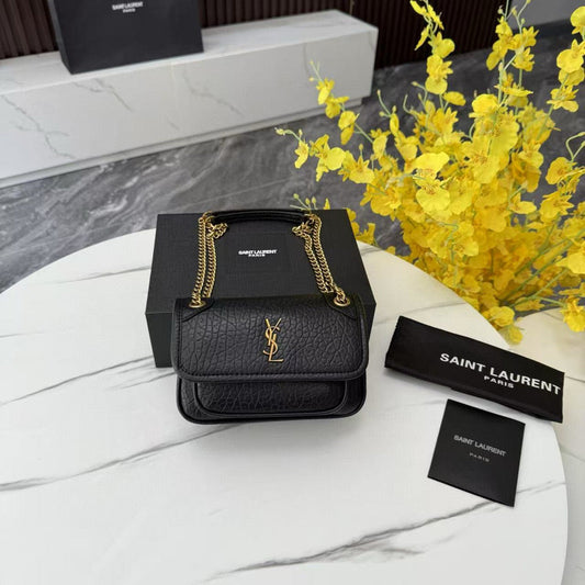 Small crossbody bag with antique gold trim