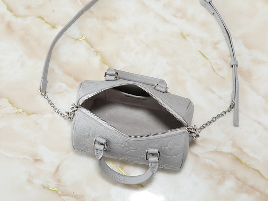 Grey embossed leather bag