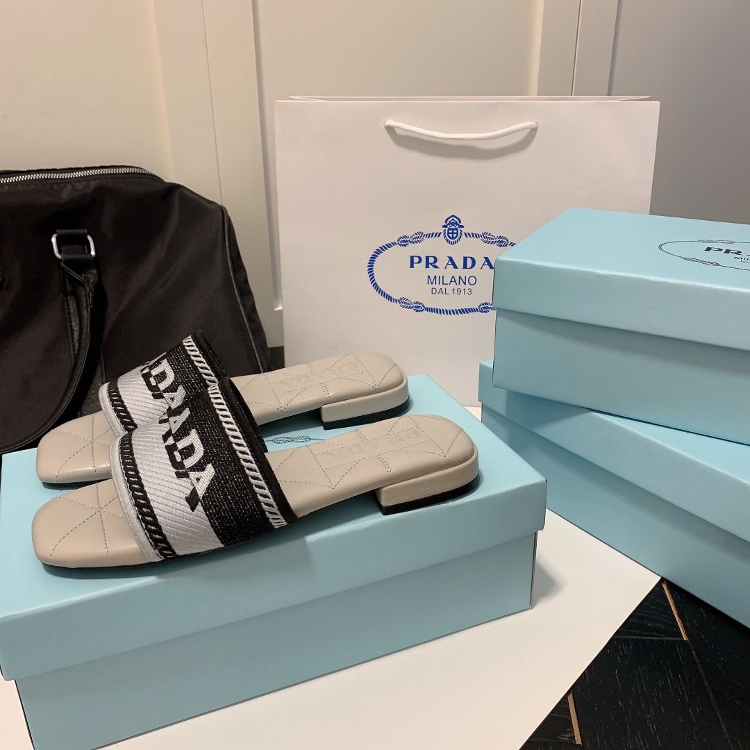 Monogram Embroidered Flat Slippers