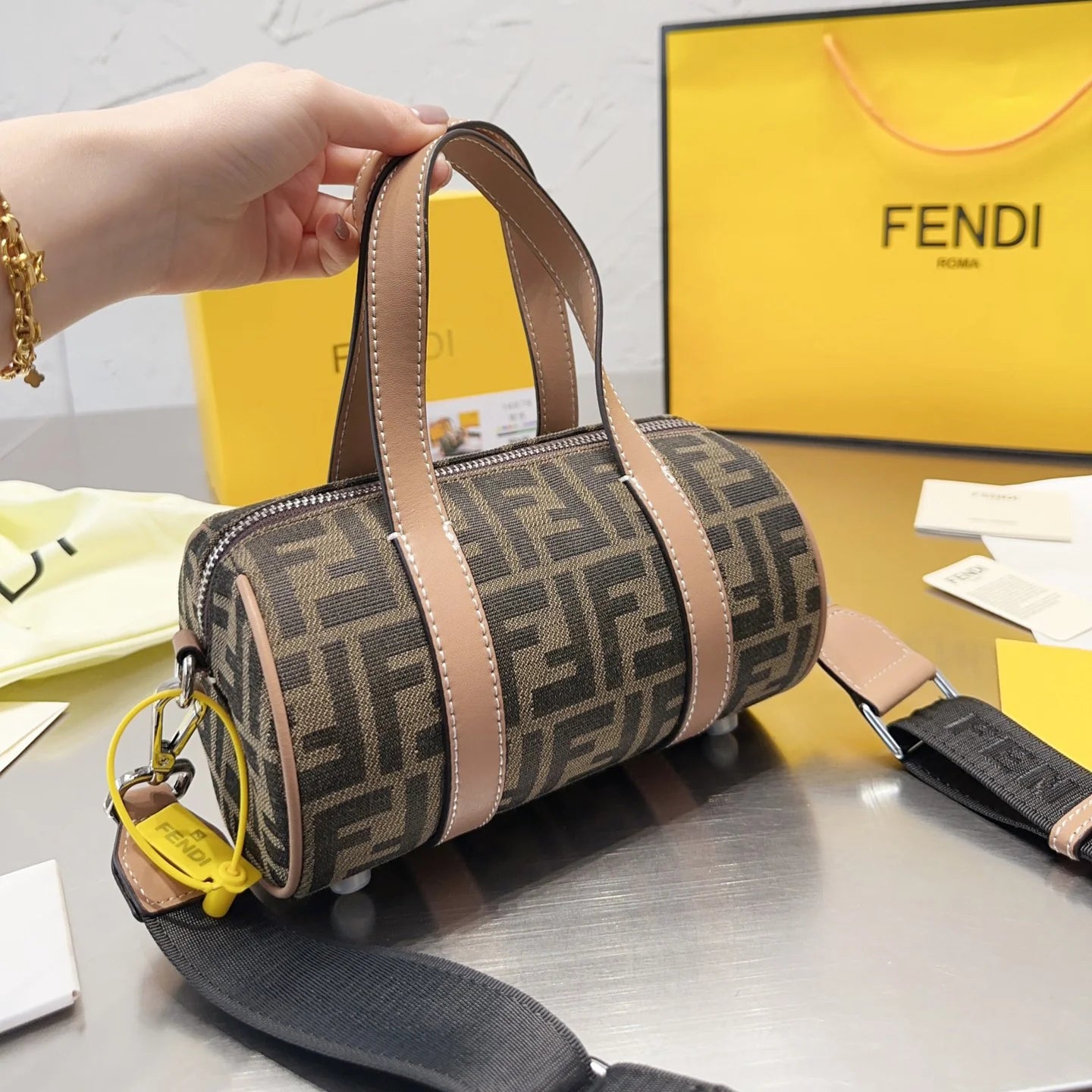 Vintage F Canvas Pillow Bag