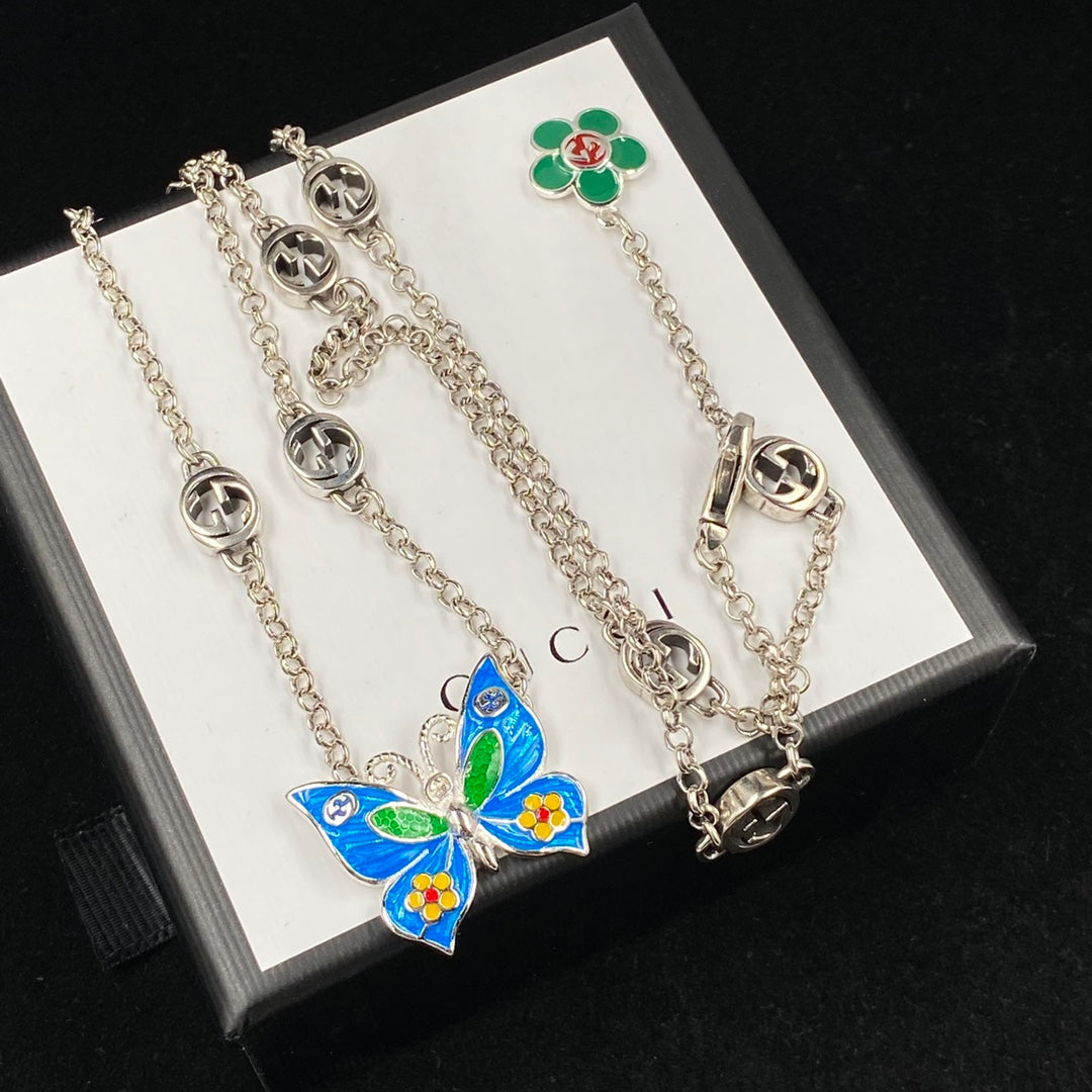 Enamel Craft Butterfly Pendant Necklace