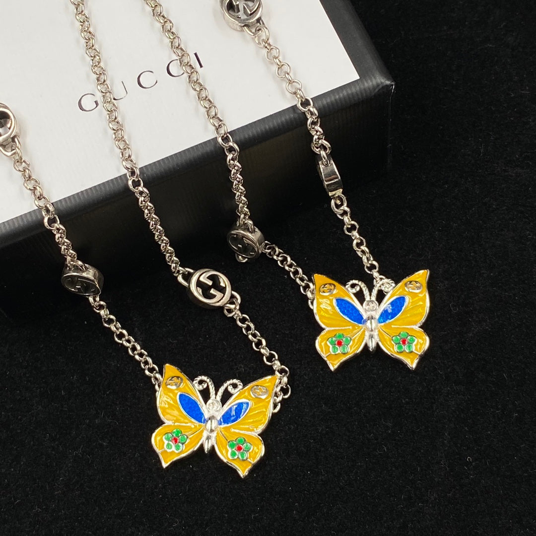 Enamel Craft Butterfly Pendant Necklace