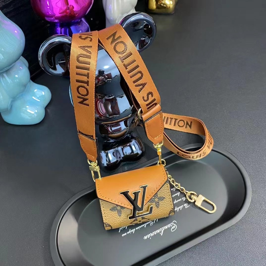 Fashion Leather Earphone Case With Lanyard