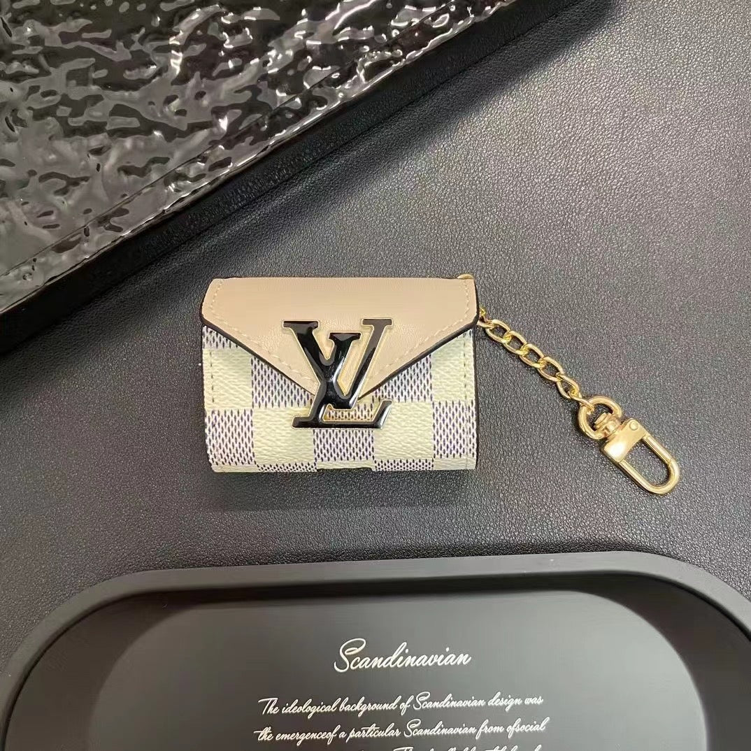 Fashion Metal Logo Leather Earphone Case