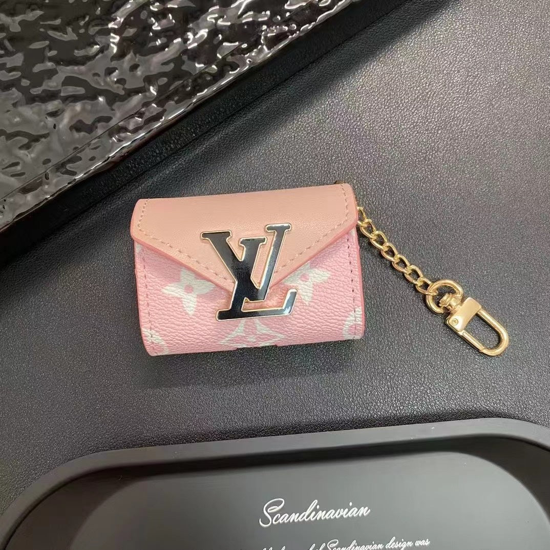 Fashion Metal Logo Leather Earphone Case